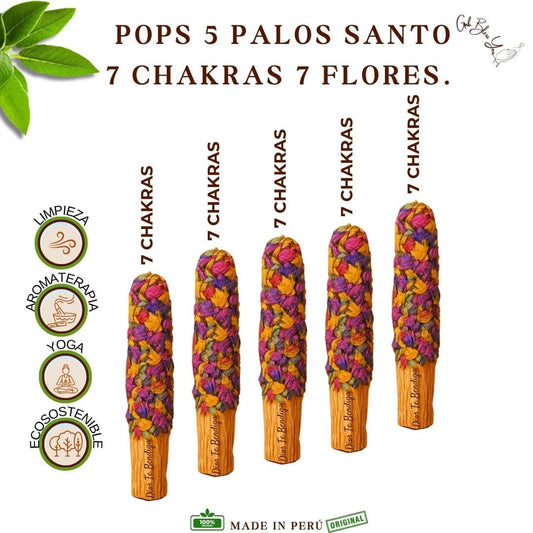 KIT POPS DE 5 PALOS SANTO — 7 CHAKRAS