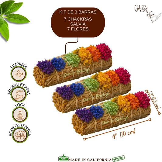 KIT 3 BARRAS DE SALVIA 7 CHAKRAS.